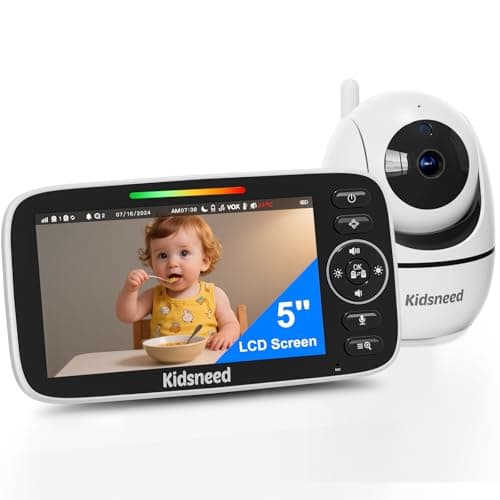 Baby Monitor with Camera and Audio – 720P Baby Camera No Wifi, 5 inch Screen,48 Hours Battery Life, Night Vision, Remote Pan& Tilt& Zoom,Two-Way Talk, Lullabies, Thermal Monitor, 1000ft Range