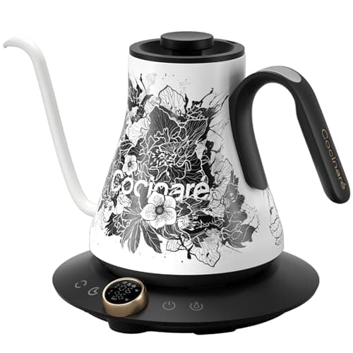 Cocinare FLOW M9 Gooseneck Electric Kettle with Precise ±1℉ Temperature Control for Pour-over Coffee and Tea, Stainless Steel Interior, Quick Heating Electric Kettle for Boiling Water (Blossom)