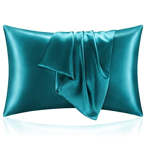 BEDELITE Satin Pillowcase for Hair and Skin, Super Soft and Cooling Similar to Silk Pillow Cases 2 Pack with Envelope Closure, Gift for Women Men(20"x26" Standard Size, Teal)
