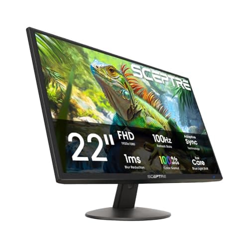 New! Sceptre 22 inch Prime Monitor 100+Hz 100% sRGB HDMI x2 VGA Build-in Speakers, Machine Black 2026 (E225W-19203R Series)