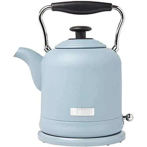 Haden Highclere Vintage Retro 1.5 Liter/6 Cup Capacity Innovative Cordless Electric Stainless Steel Tea Pot Kettle with 360 Degree Base, Pool Blue