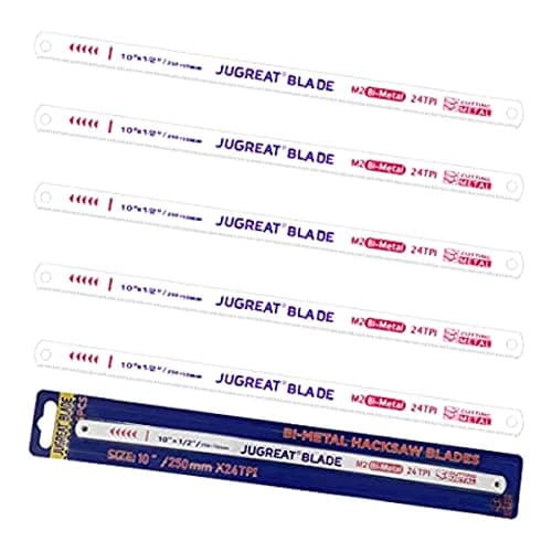 JUGREAT 12" Hacksaw Blades Replacement Bi-Metal,Bi-Metal Safe Flex Metal,High Speed Steel -24TPI (5 Pack)
