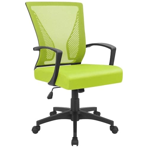 Furmax Office Chair Ergonomic Computer Desk Mesh Chair Mid Back Swivel Lumbar Support with Armrest (1, Cyan)