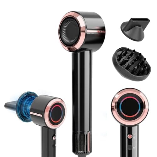 CINOSTAR Hair Dryer, Fast Drying Blow Dryer with Diffuser, with 110, 000RPM Brushless Motor&Ionic Technology No Heat Damage, Lightweight for Women and Travel, Low Noise, Black & Champagne Gold