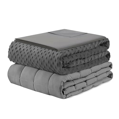 Syrinx 15lbs Weighted Blanket Set-Heavy Blanket with 2 Machine Washable Covers for Adults, All Season Cotton Big Blanket w/Glass Beads, 60"x80", Grey