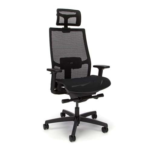 HON Ignition 2.0 Ergonomic Office Chair with Headrest, Adjustable Tilt, Swivel Wheels, Comfy for Long Hours, Home Office Desk Chairs, Black