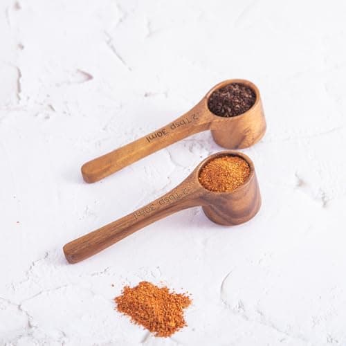 2PCS-Wood Scoop Acacia Wooden Scoops Solid Multipurpose Coffee Scoops for Jars Small Wood Spoon for Canisters & Bath Salts & Seasoning -1 Tbsp & Tbsp