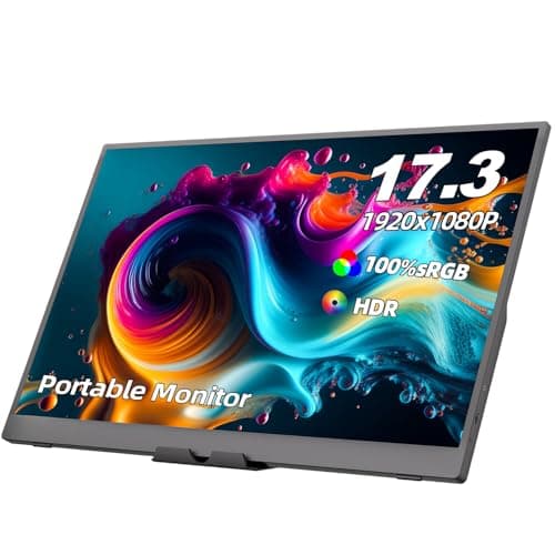 FMC 17.3 Inch Portable Monitor, 1080P Travel Monitor Second Screen Display, Compatible with Windows, MacBook, Phone, Switch, Xbox & PS5 Portable Gaming External
