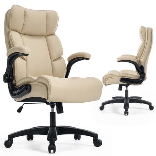 GERTTRONY Big and Tall Office Chair with Adjustable Arm High Back Executive Chair 500 lbs Leather Heavy Duty Managerial Chair for Working Gaming