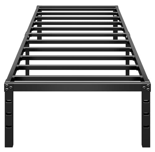 HLIPHA Metal Platform Bed Frame 18 Inch Tall,No Box Spring Needed,Twin Size Bed with Heavy Duty Strong Support Slats,Easy to Assemble,Black