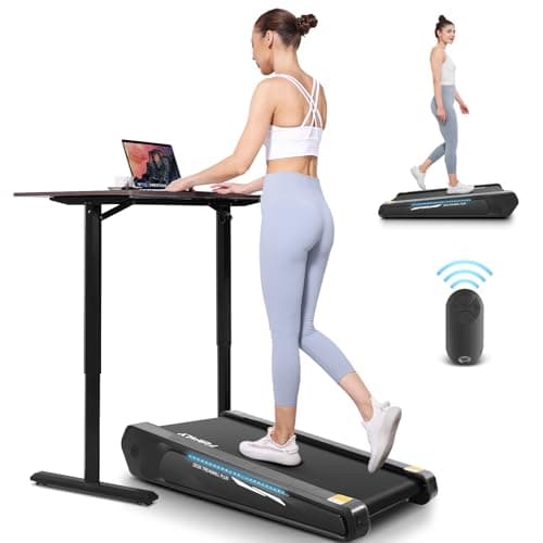 FUNMILY Smallest Walking Pad with Incline, 2 in 1 Under Desk Treadmill for Home Office, Mini Compact Treadmill, 2.5 HP Walking Treadmill 300lbs Weight Capacity, Lighting Design(Light Black)