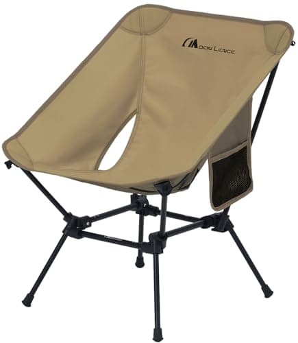 MOON LENCE Portable Camping Chair, Backpacking Chair, Ultralight & Compact, 400 lbs Capacity, for Outdoor Camp, Travel, Beach, Picnic, Hiking (Khaki)