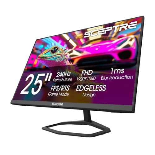New! Sceptre 24.5-inch Gaming Monitor 240Hz 1ms DisplayPort x2 HDMI x2 100% sRGB AMD FreeSync Premium Build-in Speakers, Machine Black 2026 (E255B-FWD240 Series)