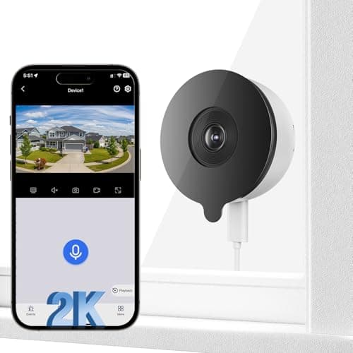3MP 2K Window Security Camera, 5G & 2.4GHz WiFi Indoor Camera for Home Security with Starlight Color Night Vision, 24/7 Recording, Motion Detection, Easy & Quick Window Mount for Outdoor Monitoring