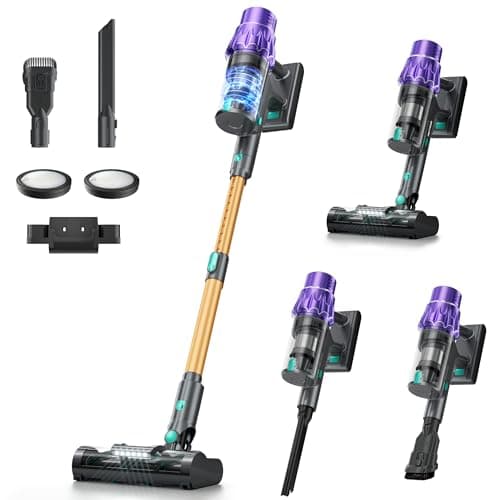 VENHIDELY Cordless Vacuum Cleaner, 50KPA/70Mins Vacuum Cleaners for Home with Auto Dust Detection/LED Touch Display, Stick Vacuum Cordless Rechargeable, Pet Vacuum for Pet Hair,Hardwood Floor,Carpet