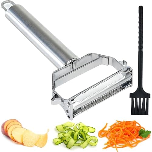 Boxgear Stainless Steel Dual Blade Vegetable Peeler - Commercial Grade Julienne Cutter, Slicer, Shredder, Scraper - Fruit, Potatoes, Carrot, Cucumber - Kitchen, Home Staple - Housewarming Gift