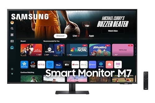 SAMSUNG 43-Inch M7 (M70D) Series 4K UHD Smart Monitor, Speakers, HDR10, USB-C, Multiple Ports, Gaming Hub, SolarCell Remote, Vision Accessibility Tools, LS43DM702UNXGO, 2024, Black (Renewed)