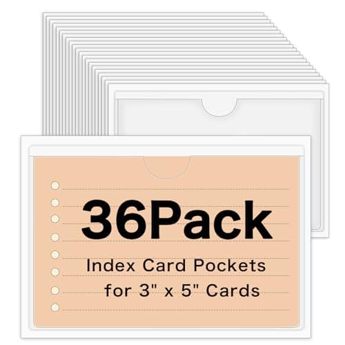 36 Pack 3" x 5" Index Card Holder Adhesive Plastic Label Holders Clear Tote Bag Labels Stickers for Organizing Storage Bins Library Card Shelves