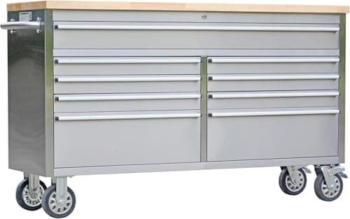 GarveeTech 61 in Tool Chest, Tool Box Mobile 9 Drawers Storage Rolling Cabinet with Wheels Lock Key Locking System Drawer Liners for Garage Warehouse Repair Shop