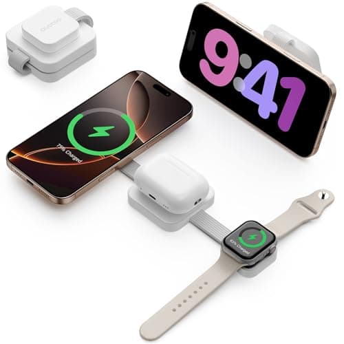 2025 3 in 1 Wireless Charging Station for Apple Multple Devices - Foldable Magnetic Wireless Charger Dock -Travel 20W Charging Pad for iPhone 16 15 14 13 12 Pro/Pro Max/Plus/Watch & Airpods All Series
