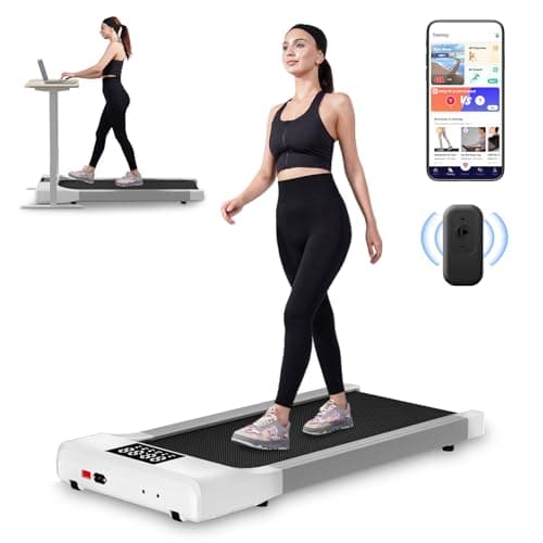 DeerRun Walking Pad, Raceable 2.5HP Under Desk Treadmill, Smart App Control, 300 lbs Weight Capacity, Includes Remote & LED Display, Easy-to-Move Design