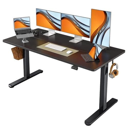 FEZIBO Electric Standing Desk Adjustable Height, 60 x 24 Inch Sit and Stand Desk, Home Office Desk, Ergonomic Workstation Computer Desk, Black