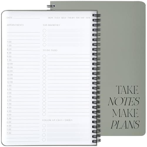 Beautiful Daily Planner And Notebook With Hourly Schedule - Aesthetic Spiral To do List Notepad to Easily Organize Your Work Tasks And Appointments - The Perfect Office Supplies For Women