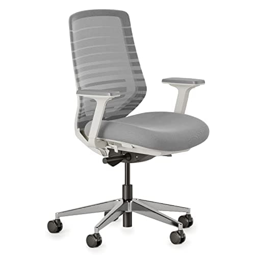 Branch Ergonomic Chair - A Versatile Desk Chair with Adjustable Lumbar Support, Breathable Mesh Backrest, and Smooth Wheels - Experience Optimal Comfort and Support - Pebble - White