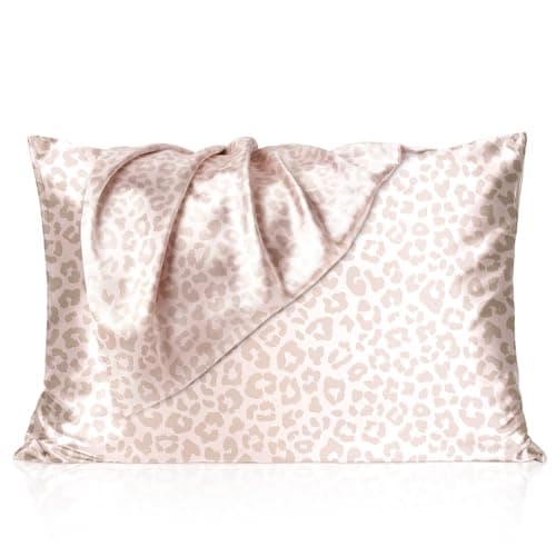 Yanibest 2 Pack Leopard Satin Pillowcase, Silk Pillow Cases for Hair and Skin with Zipper, Standard Pillow Cases for 20"x26", Exquisite Packaging for Women Men