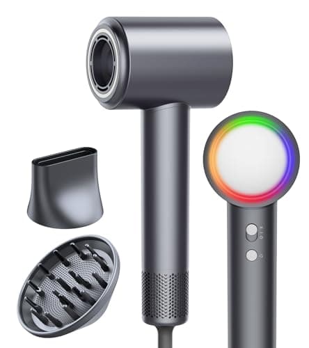 16W RPM High-Speed Hair Dryer for Fast Drying, Quiet lonic Blow Dryer with Frizz Control & No Heat Damage, Lightweight Travel Hair Dryer with Magnetic Nozzles for Curly & Straight Hair