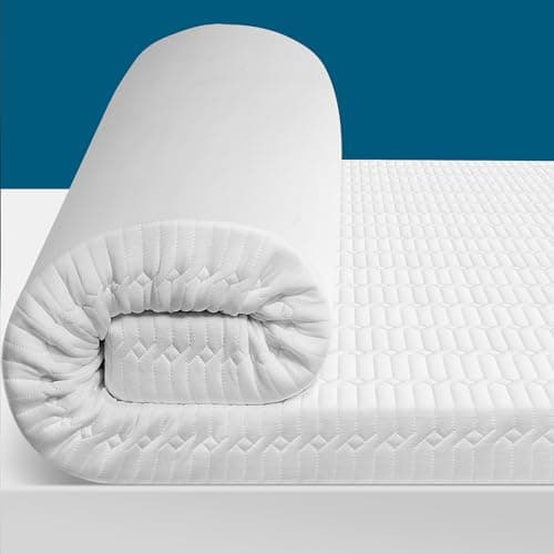 PECASOY 3 Inch Cooling Memory Foam Mattress Topper, High Density Supportive Foam Matress Topper with Washable Removable Bamboo Cover, Hypoallergenic, Bed Mattress Pad Queen Size