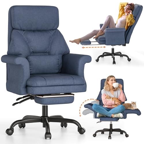 ELABEST C39 Cross Legged Office Chair with Footrest & Convertible Armrests-Pet-Friendly Criss Cross Home Desk Chair, Ergonomic Big and Tall Executive Chair with Lumbar Pillow