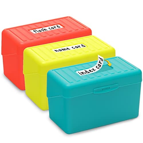 H4D Index Card Holder 3x5, Index Card Box Organizer Case, 3x5 Flash Note Card Holder, 3 Packs (Red/Green/Yellow)