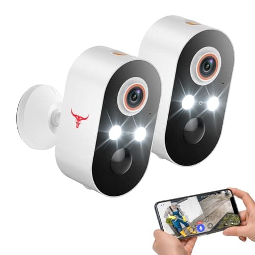 ClipBlur 1080p Wireless Security Camera, 2.4GHz Wi-Fi Only, Color Night Vision, AI Human Detection, PIR Motion Detection, 2-Way Talk, Outdoor Surveillance Bullet Cam, No Solar Panel Included (2 Pack)