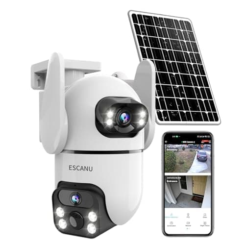 ESCANU Dual Lens Security Cameras Wireless Outdoor for Home Security,WiFi,2-Way Audio,Night Vision,Motion Detection,No mothly fee Cameras,IP65 Water Proof