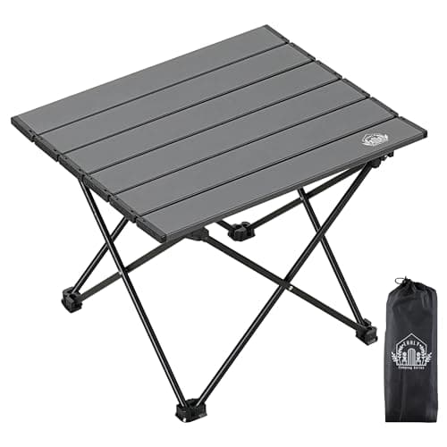 EHHLY Portable Folding Camping Table, Small Compact Aluminum Beach Picnic Table, Lightweight Collapsible Outdoor Camp Tables That Folds & Rolls Up, Beach Gear Essentials Camp Accessories, Grey