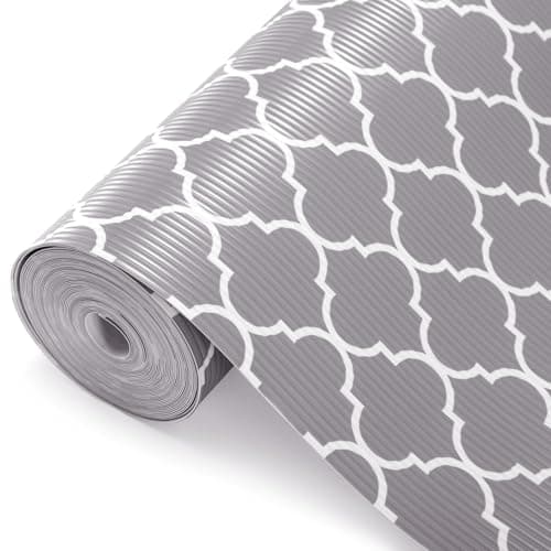 Glotoch Shelf Liner for Kitchen Cabinets Non Adhesive, 12" x20FT(240 Inch) Non Slip Drawer Liners, Waterproof Shelf Paper Closet Liners for Refrigerator Gray