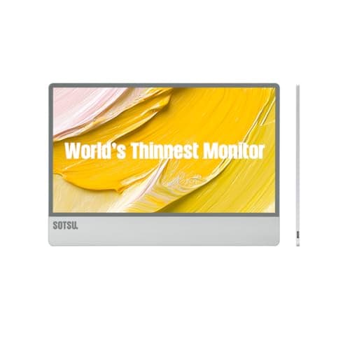 SOTSU UltraSlim 12.5" Portable Monitor | Ultra-Thin Lightweight Aluminum Design | FHD 1920x1080 IPS | 5W Power Efficient | Glass Cover | Compatible with Laptop, Phone & DeX | Travel & Remote Work