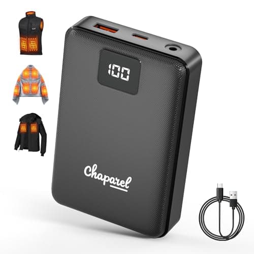 CHAPAREL Heated Vest Jacket Battery Pack 16000mAh 7.4V with LED Display, Rechargeable Portable Power Bank for Heated Blanket Hoodies with DC/USB/Type-C Output for Men Women