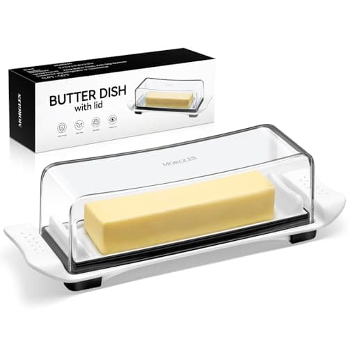 MORGLES Airtight Butter Dish with Lid, Butter Keeper for Countertop And Refrigerator, Dishwasher Safe