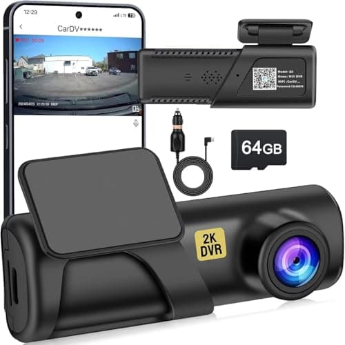 Dash Cam, 2.5K Dash Camera for Cars with WiFi FHD, Mini Car Camera, Dash Cam Front Built-in 64GB SD Card, 160° Wide Angle,Night Vision,Loop Recording,24H Parking Monitor, Support 128GB