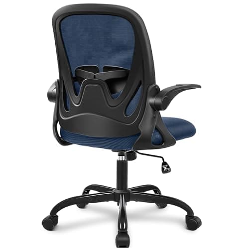 Primy Office Chair Ergonomic Desk Chair with Flip up Armrests Swivel Breathable Desk Mesh Computer Chair with Adjustable Lumbar Support and Height for Conference Room (Navy)