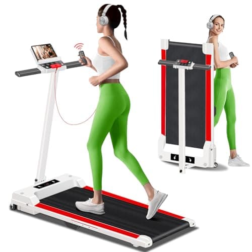 Aiteid Treadmill with Incline,3.0HP Small Treadmills for Home,Portable Electric Treadmill with Handles,Lightweight Walking Pad,Compact Running Treadmills,Walking Pad with Handle,300LBS Capacity(Red)