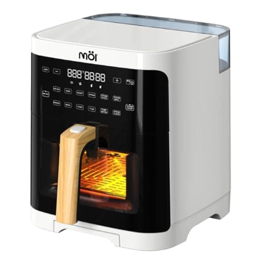 MOI Air Fryer with Steam - Digital Display 5QT Airfryer Convection Oven Countertop, Adjustable Temperature and Controls, Stainless Steel Toaster Air Fryer for Oil-Free Frying - 12 Presets