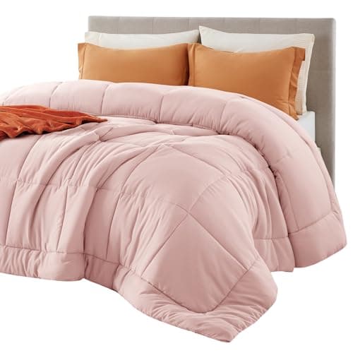 Bedsure Comforter Duvet Insert - Quilted Comforters Queen Size, All Season Duvet, GentleSoft Down Alternative Bedding, with 8 Tabs, Gifts for Women/Men, Pink, Queen 88 x 88 Inches