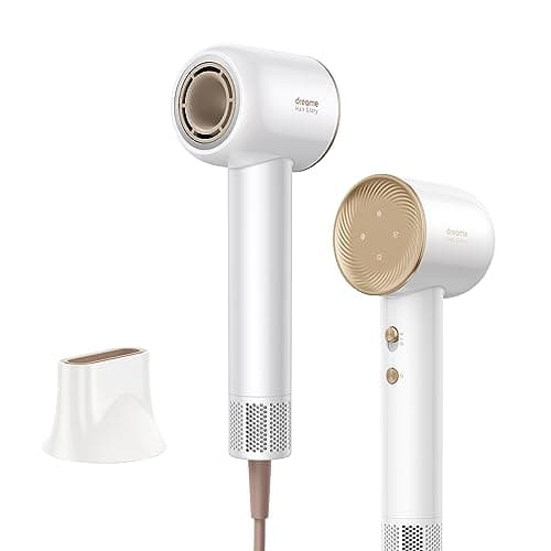 Dreame Glory Hair Dryer – Powerful Fast Drying, High-Speed 110,000 RPM Motor, 300M Anions for Shiny Hair, 4 Temp Settings, Ultra Lightweight, Quiet, Portable & Compact for Home & Travel, White