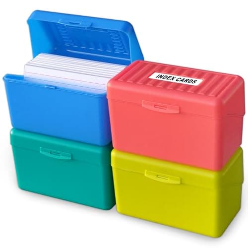 Olivo Index Card Holder Box 3x5 Flash Note Card Holder Storage File Box Organizer Case for 3"x5" Cards, 4 Colors Pack