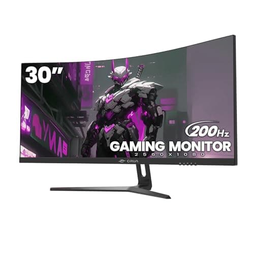 CRUA 30" Curved Gaming Monitor, 165Hz/200Hz Computer Monitor, FHD(2560 * 1080P) 1500R VA Screen, 120% sRGB PC Monitors Support AMD FreeSync, Wall Mount Install(HDMI, DP)- Black