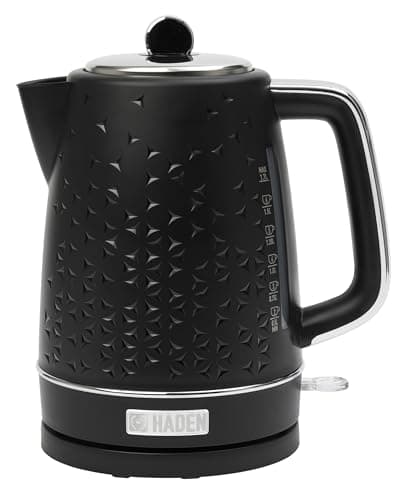 HADEN Starbeck Cordless Electric Kettle with Auto Shut-Off, 1.7 Liter, Black & Chrome - Fast Boiling Water Heater for Tea and Coffee with 360-Degree Base and Boil-Dry Protection
