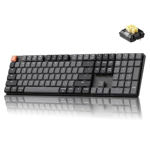 Keychron K5 Version 2 Wireless Bluetooth 5.2 Mechanical Keyboard, Low Profile Milk POM Switch 100% Full-Size Layout QMK Programmable, White Backlight with Shine-Through Keycaps for Mac Windows Linux